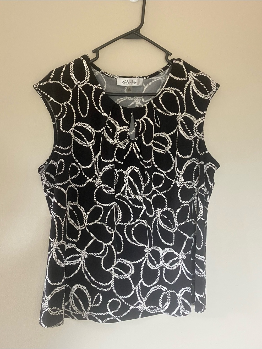 Kasper Black Rope-Print Sleeveless Camisole